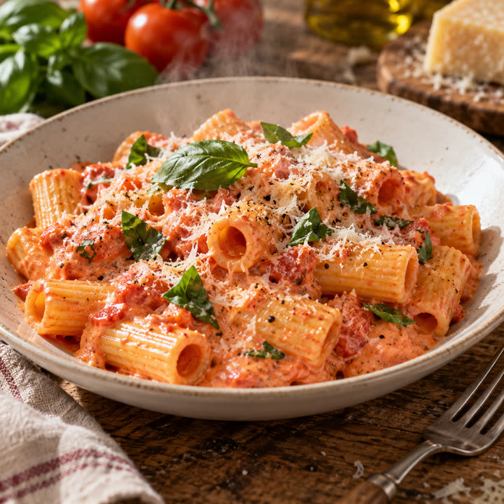Rigatoni cremosi al pomodoro