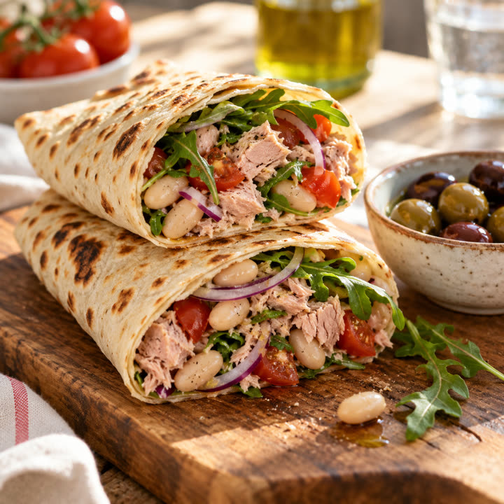 Piadine con tonno e fagioli